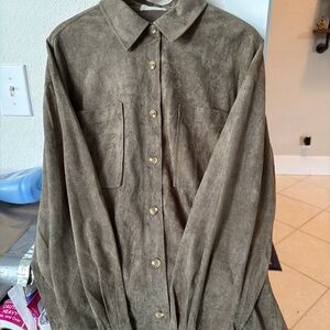 Alter’d State Brown Faux Suede Button Down Shirt Jacket